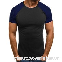 MISYAA Muscle T Shirts for Men Color Match Short Sleeve Tank Top Breathable Sport Tees Tight Activewear Gifts Mens Tops Navy B07PDWWV18